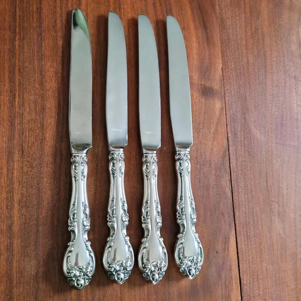 Gorham Melrose Sterling Silver Dinner Knives 4 Hollow Handle Stainless No Mono